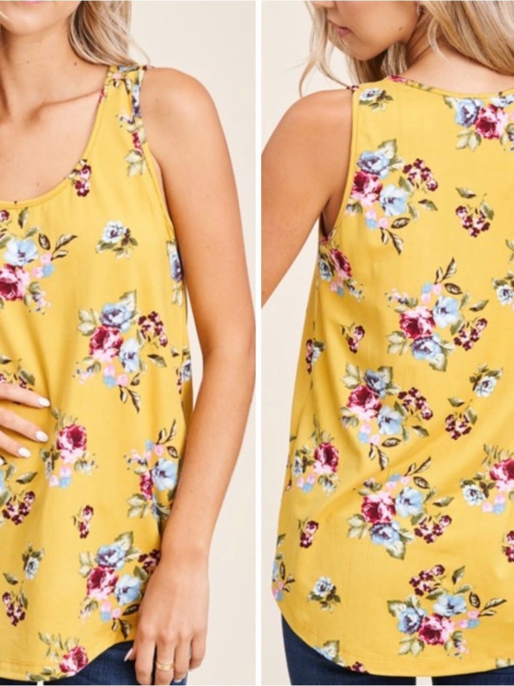 Women’s Floral Tank Top - Mustard